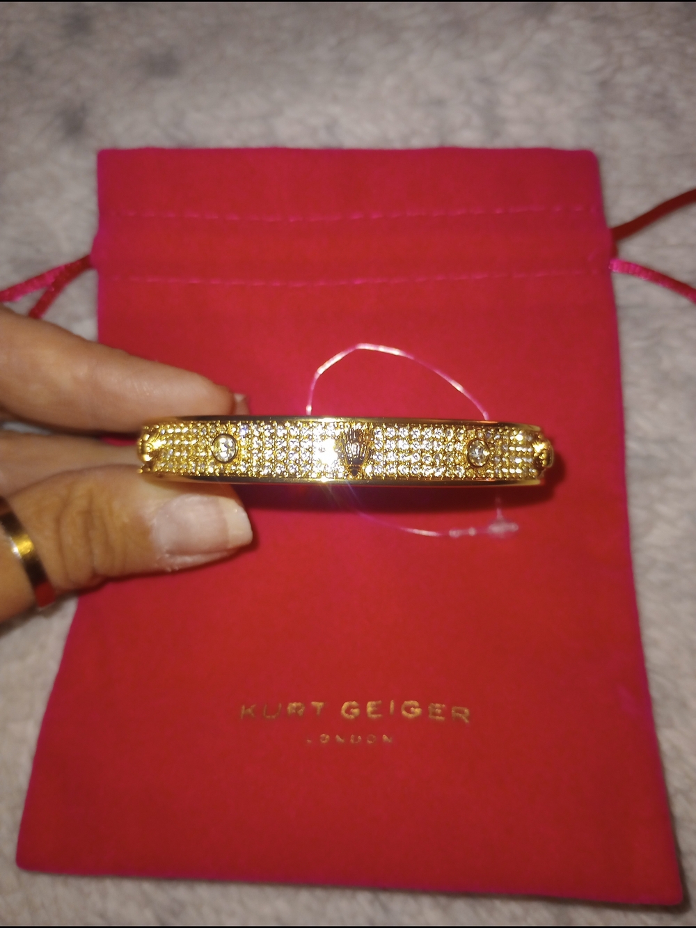 Kurt Geiger Gold Crystal Pave Bangle Bracelet NWOT